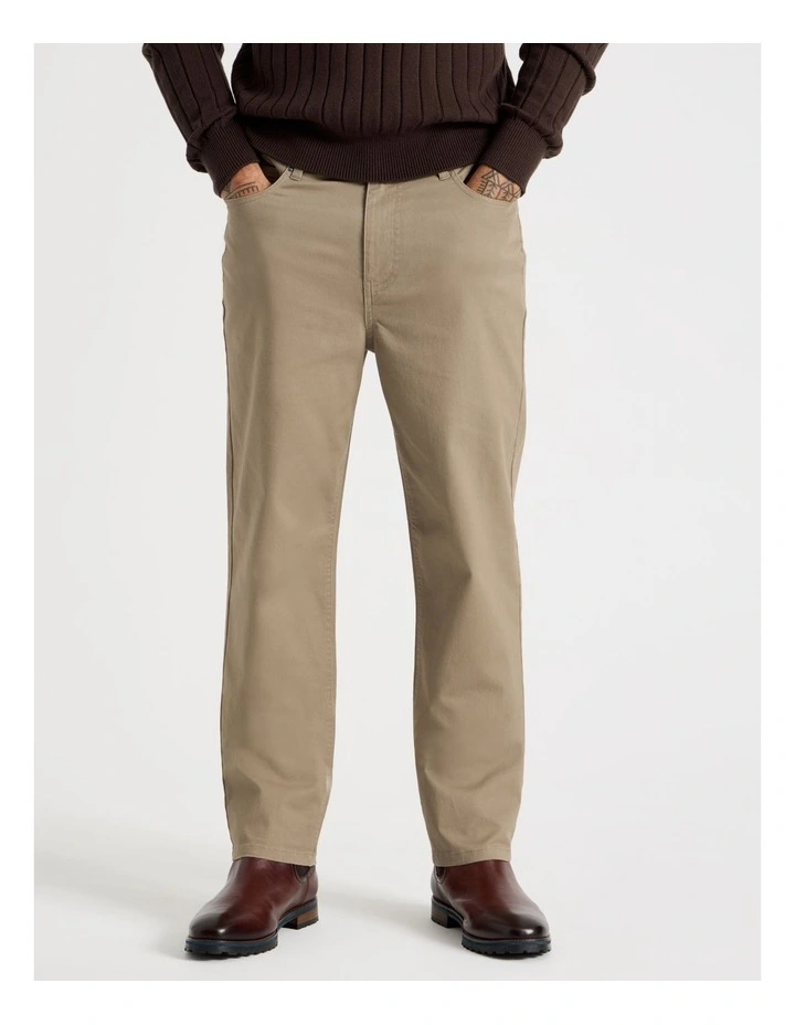 Five Pocket Textured Pants in Taupe image 2