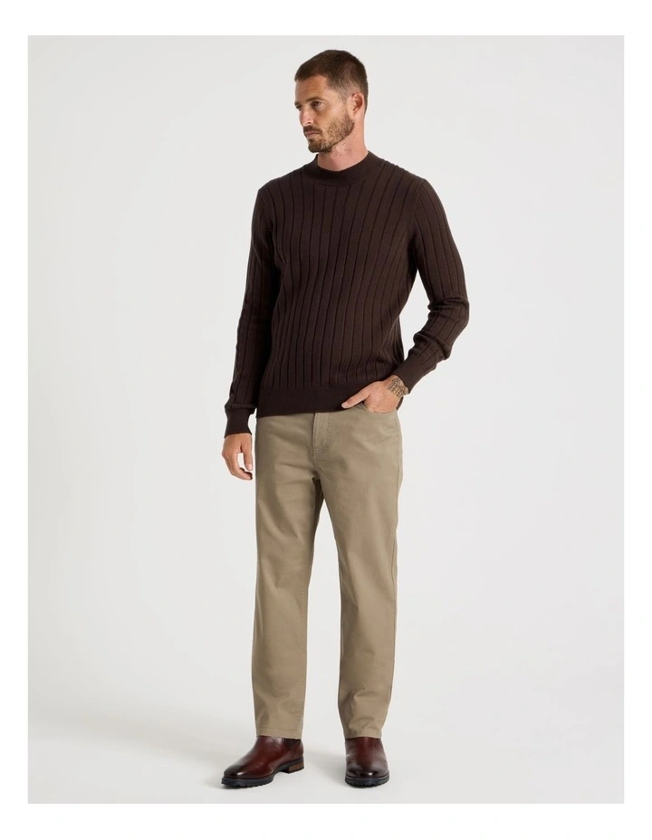 Five Pocket Textured Pants in Taupe image 3
