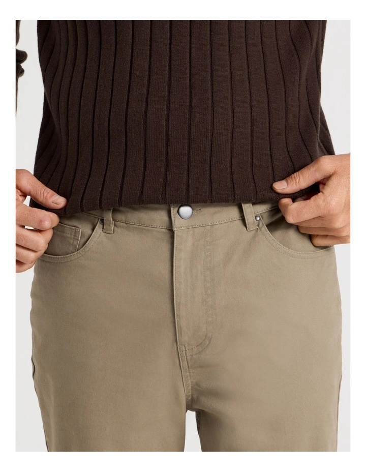 Five Pocket Textured Pants in Taupe image 4
