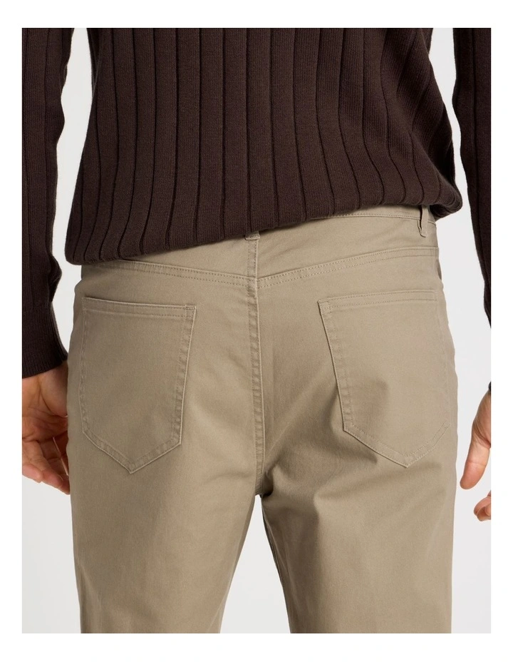 Five Pocket Textured Pants in Taupe image 6