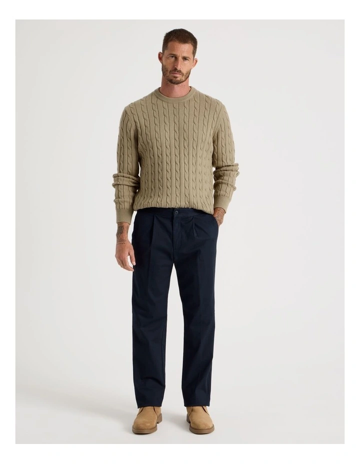 Tailored Textured Trousers in Navy image 1