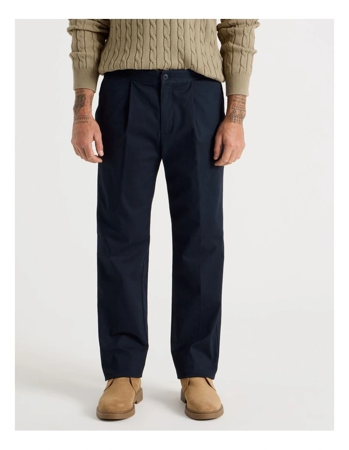 Tailored Textured Trousers in Navy image 2