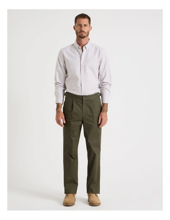 Tailored Textured Trousers in Olive image 1