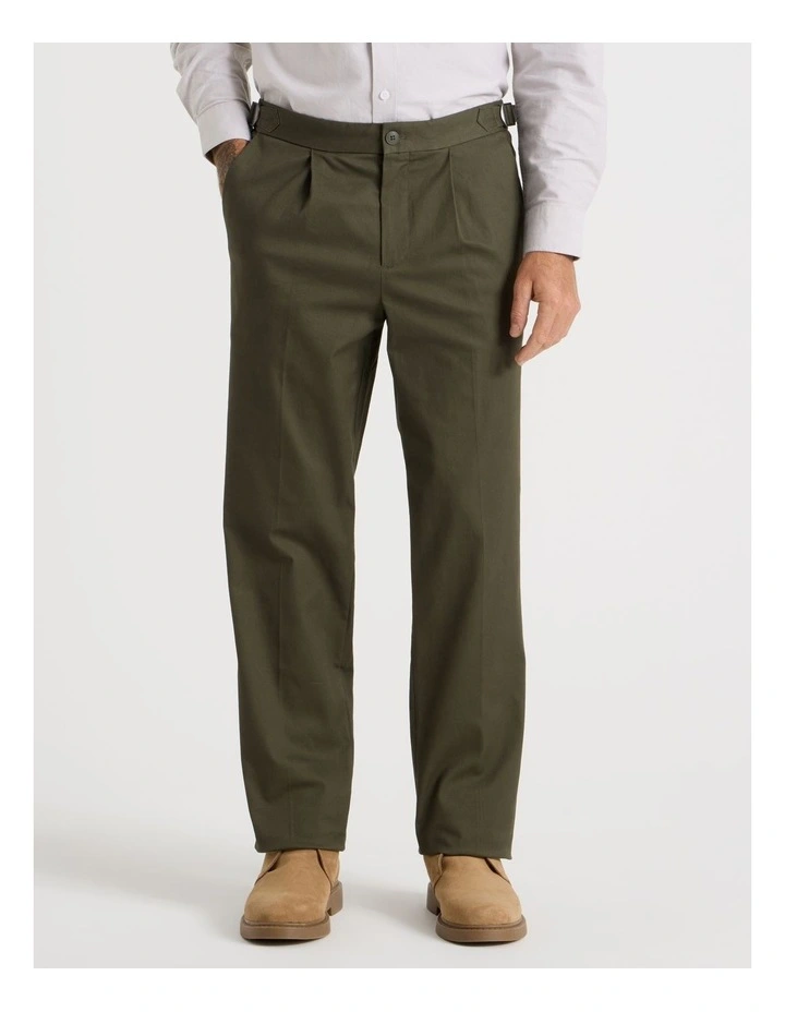 Tailored Textured Trousers in Olive image 2