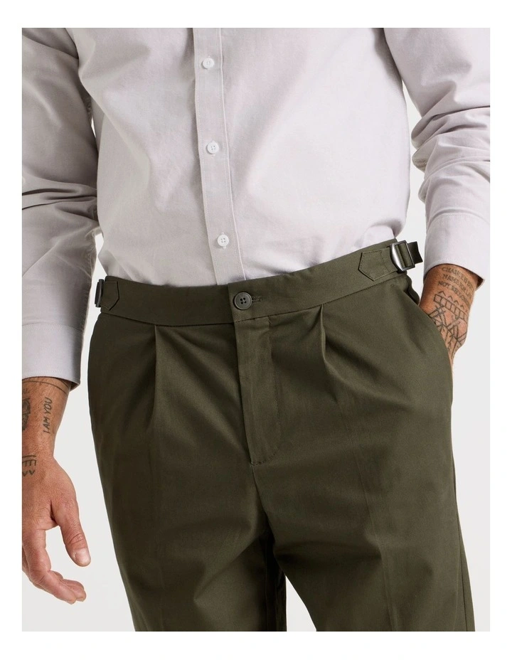 Tailored Textured Trousers in Olive image 4