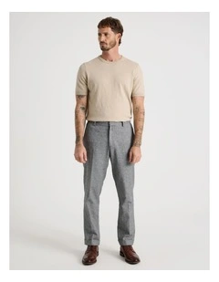 Linen Tailored Pants Elastic Back in Black
