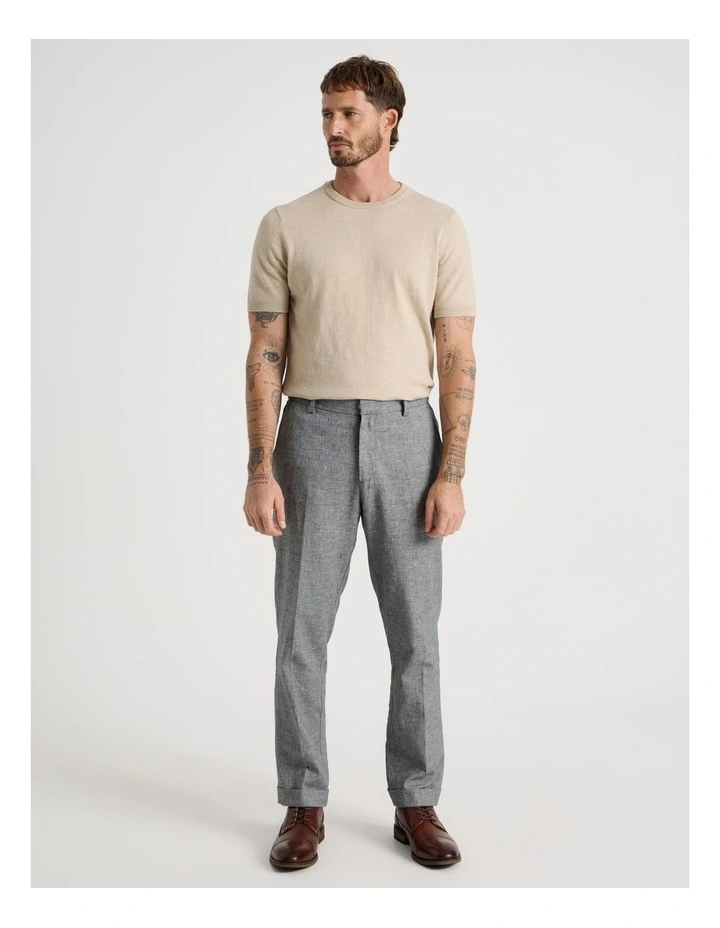 Linen Tailored Pants Elastic Back in Black image 1