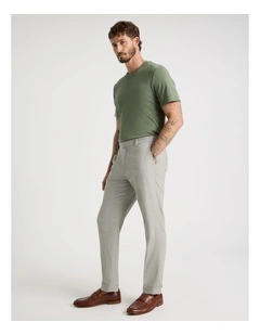 Linen Tailored Pants Elastic Back in Olive
