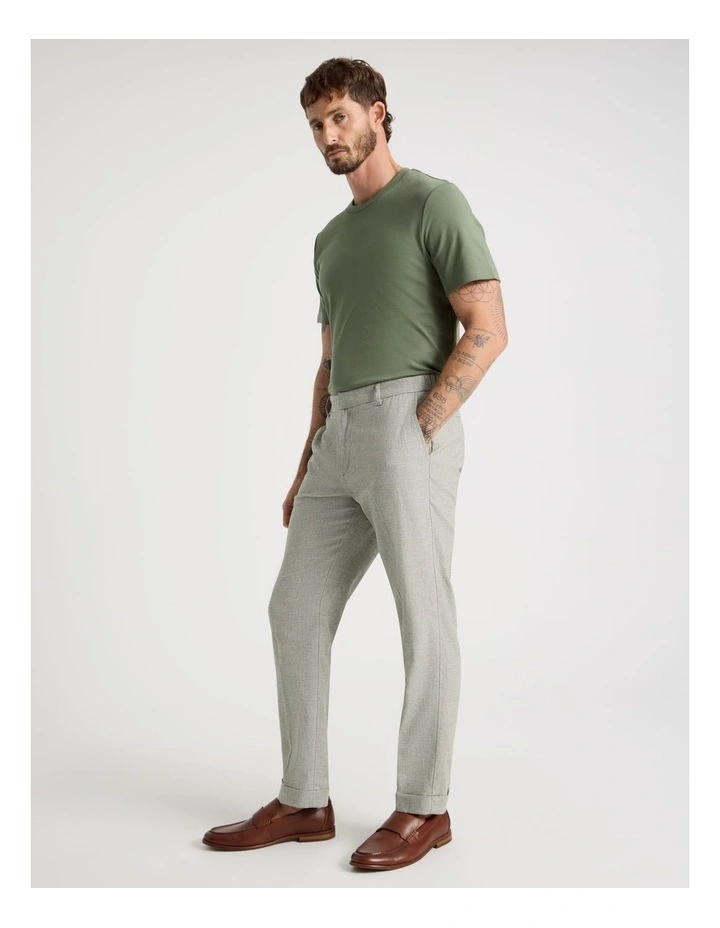 Linen Tailored Pants Elastic Back in Olive image 1