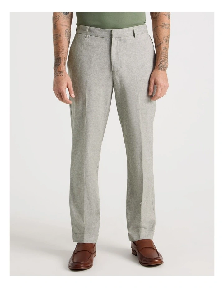 Linen Tailored Pants Elastic Back in Olive image 2