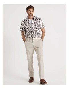 Linen Tailored Pants Elastic Back in Sand
