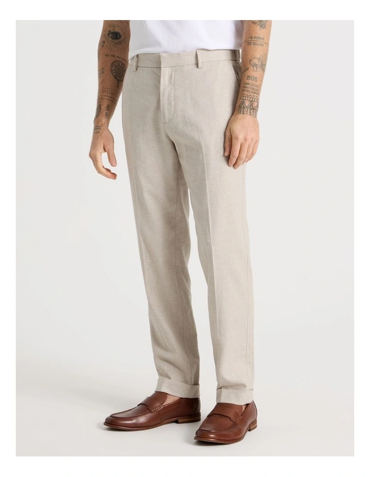 Linen Tailored Pants Elastic Back in Sand image 2