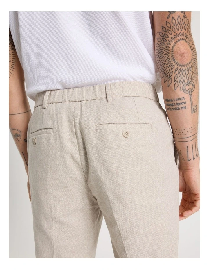 Linen Tailored Pants Elastic Back in Sand image 5