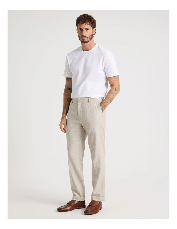 Linen Tailored Pants Elastic Back in Sand image 6