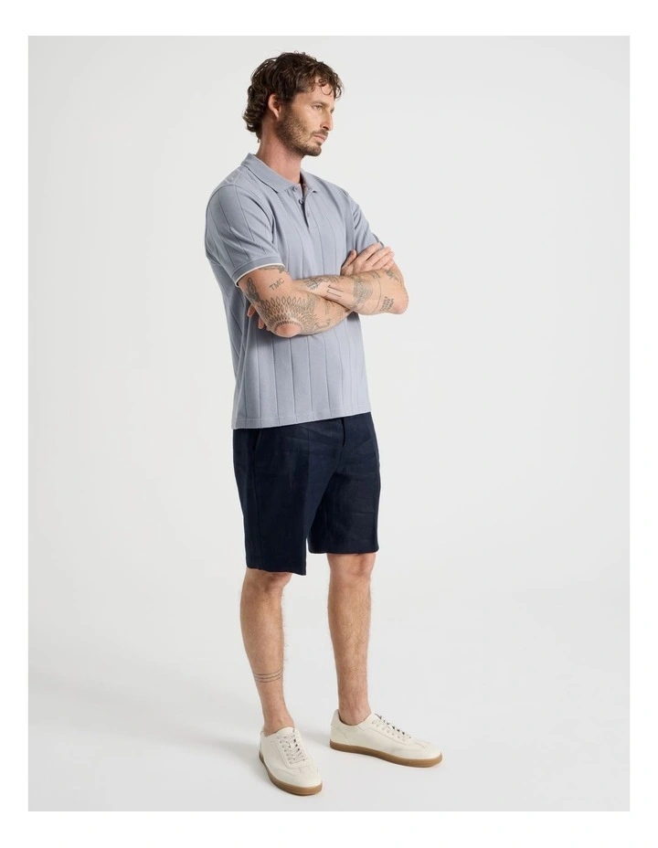 Linen Tailored Shorts in Navy image 3