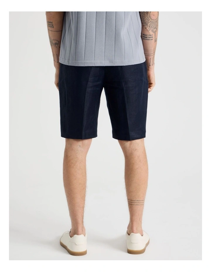 Linen Tailored Shorts in Navy image 6