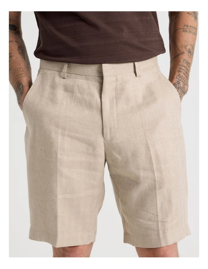 Linen Tailored Shorts in Silver Grey image 4