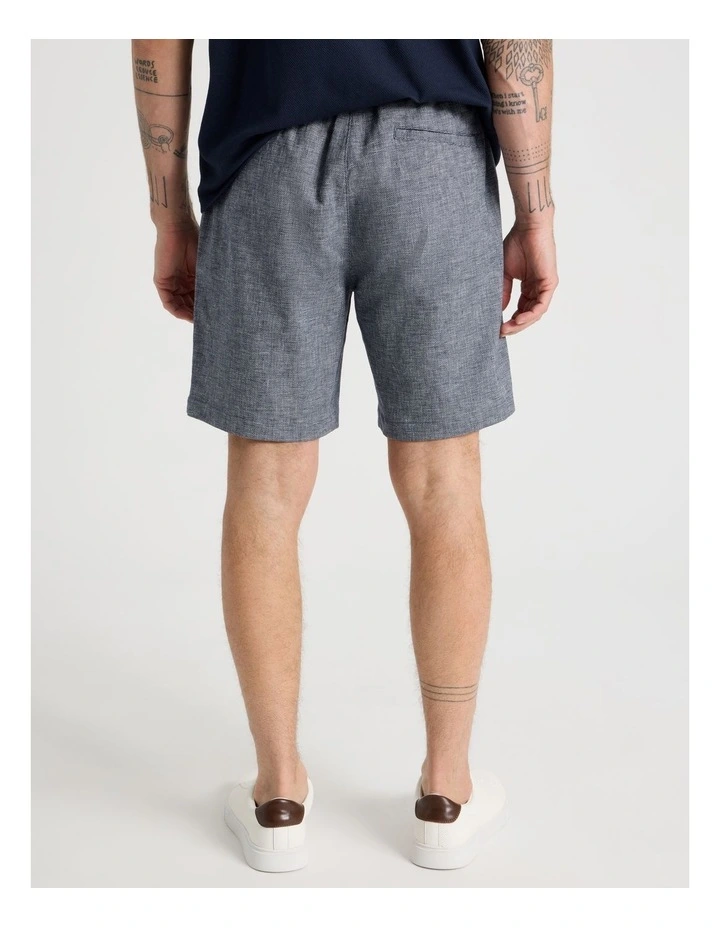 Drawstring Linen Blend Short in Navy image 6