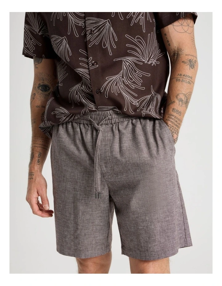 Drawstring Linen Blend Short in Chocolate image 4