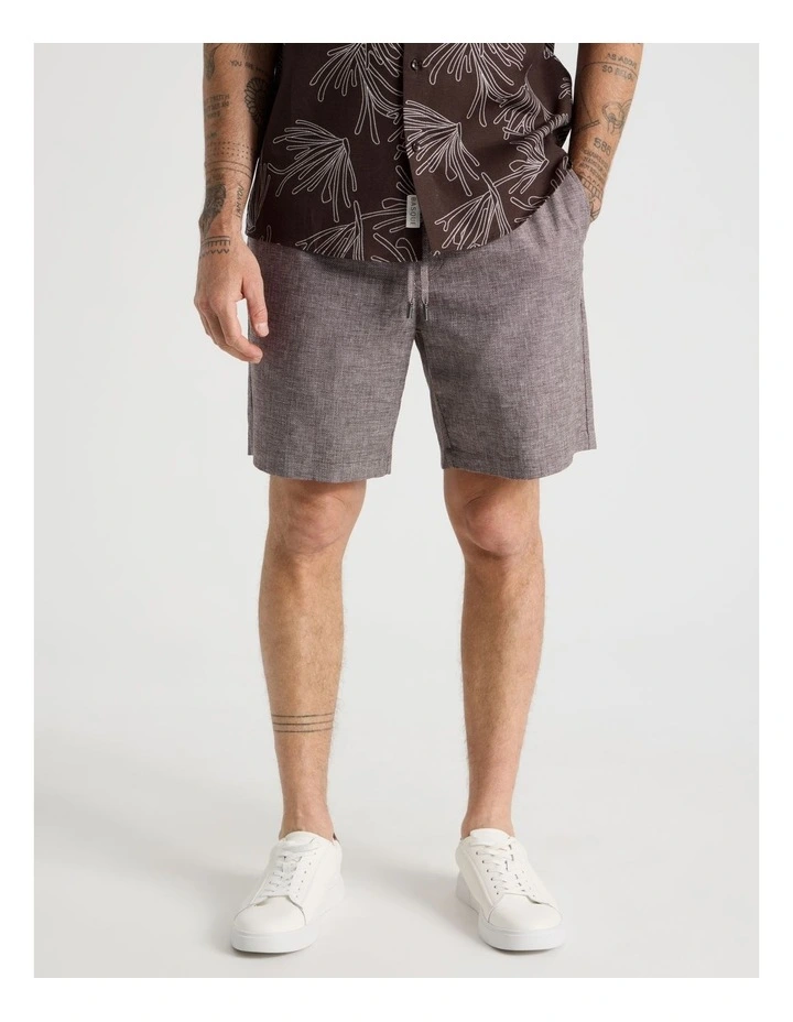 Drawstring Linen Blend Short in Chocolate image 5
