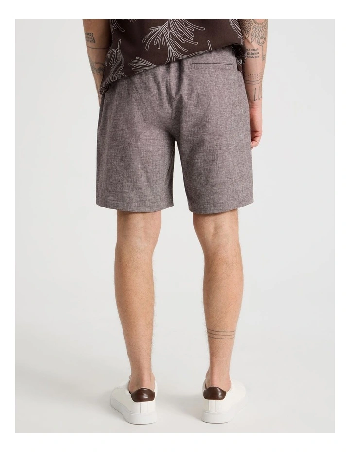 Drawstring Linen Blend Short in Chocolate image 6