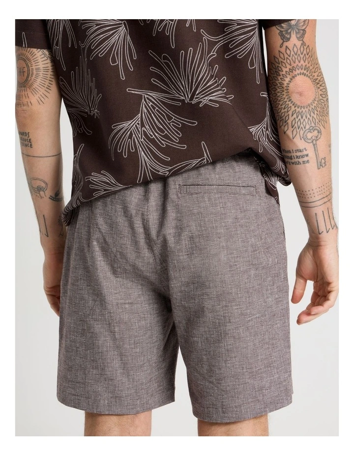 Drawstring Linen Blend Short in Chocolate image 7