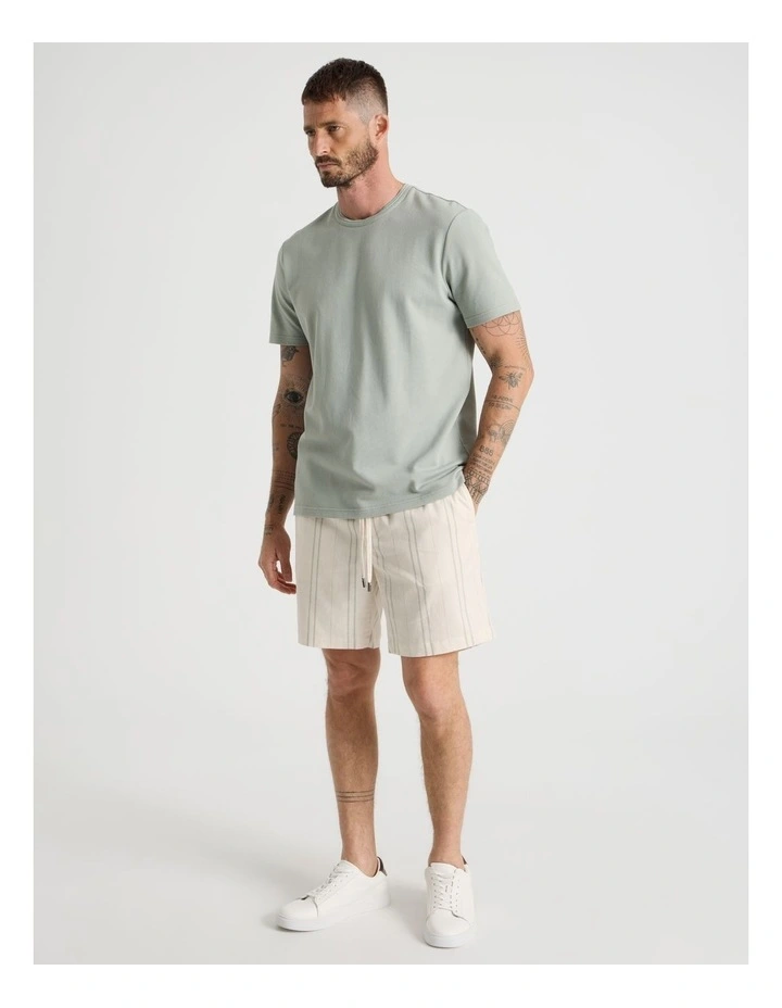 Drawstring Linen Blend Short in Seagrass Stripe image 1