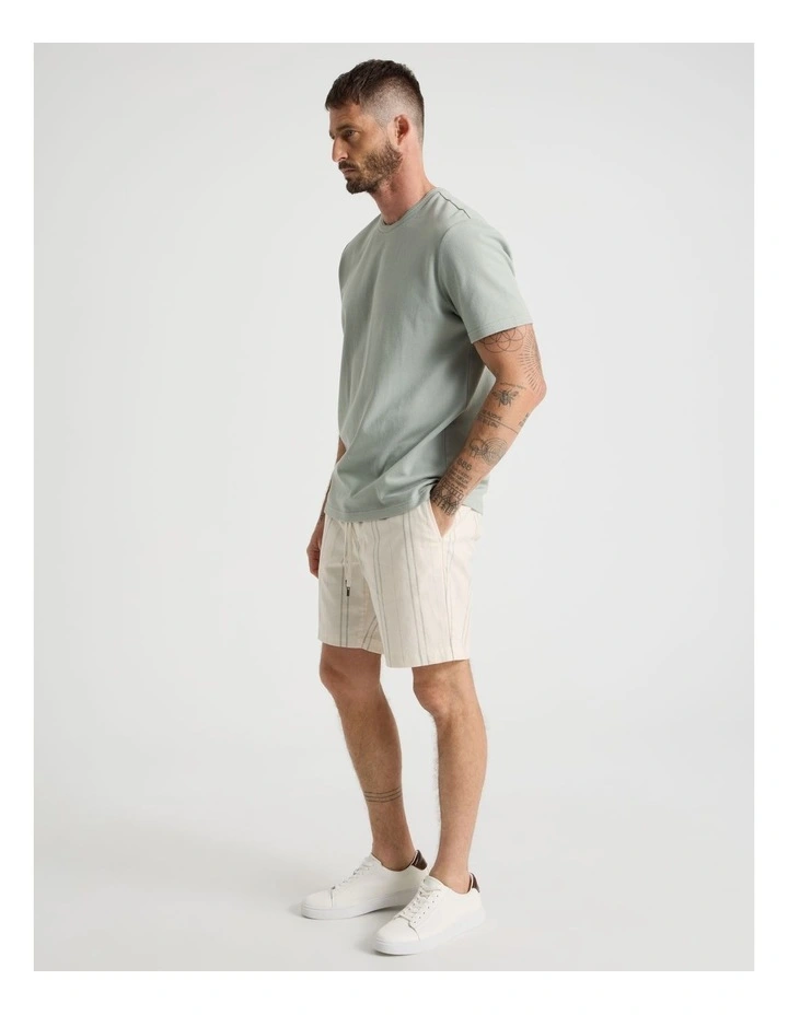 Drawstring Linen Blend Short in Seagrass Stripe image 4