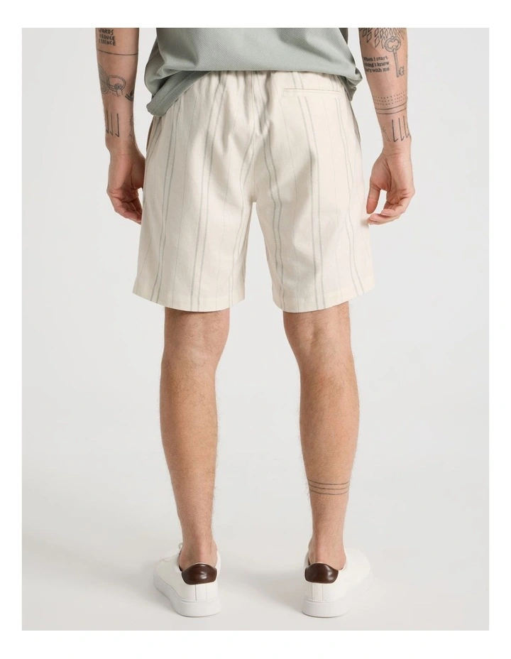 Drawstring Linen Blend Short in Seagrass Stripe image 6