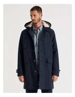 Water Resistant Anorak with Detachable Hood in Navy