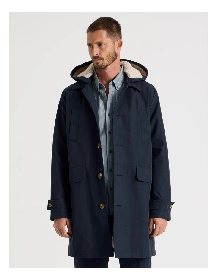 Water Resistant Anorak with Detachable Hood in Navy image 1