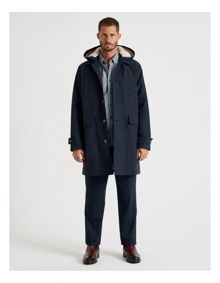 Water Resistant Anorak with Detachable Hood in Navy image 2
