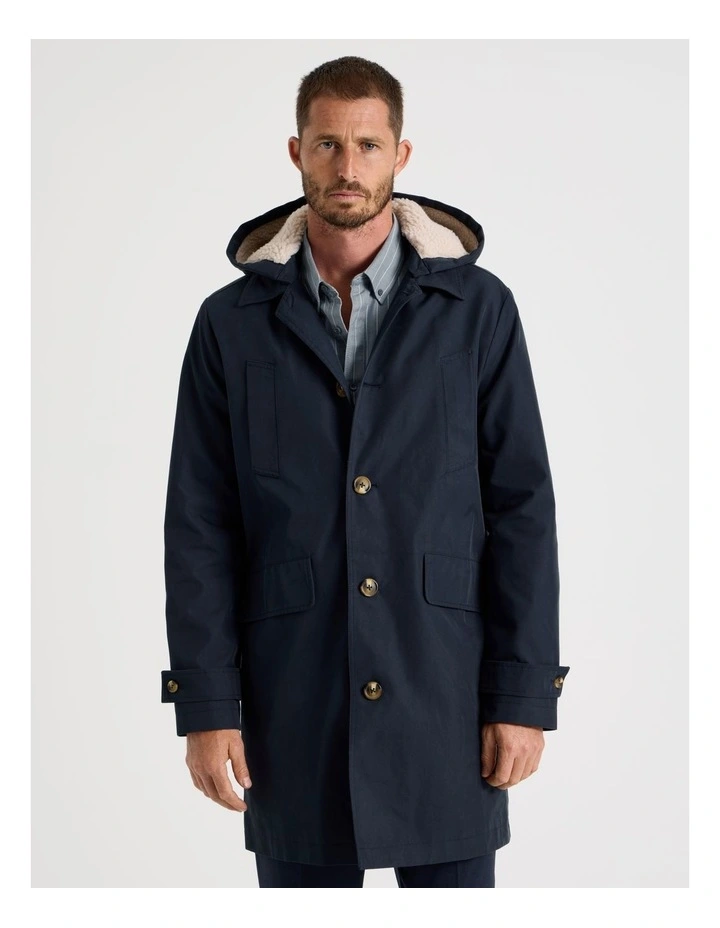 Water Resistant Anorak with Detachable Hood in Navy image 5
