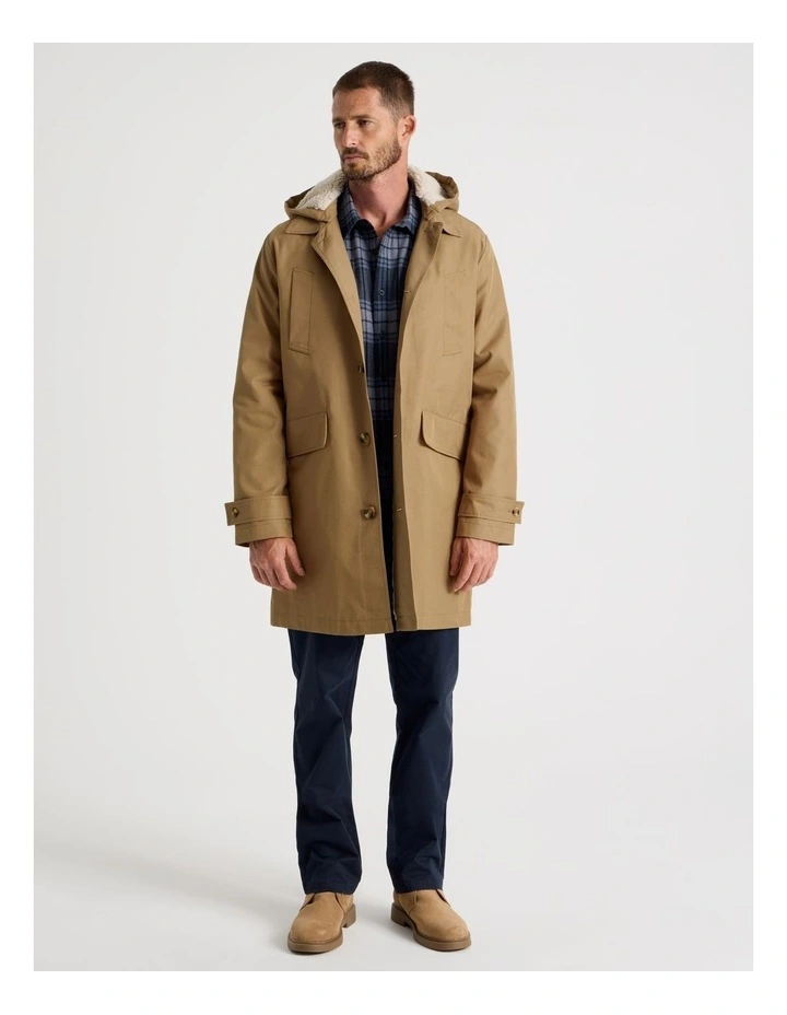 Water Resistant Anorak with Detachable Hood in Sand image 1