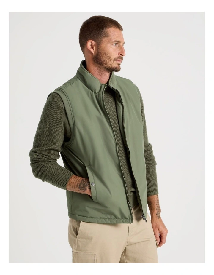 Water & Wind Resistant Puffer Vest in Olive image 1