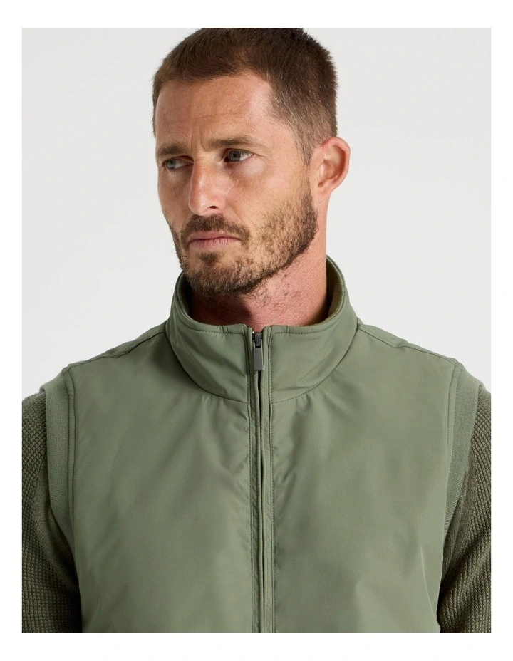 Water & Wind Resistant Puffer Vest in Olive image 2