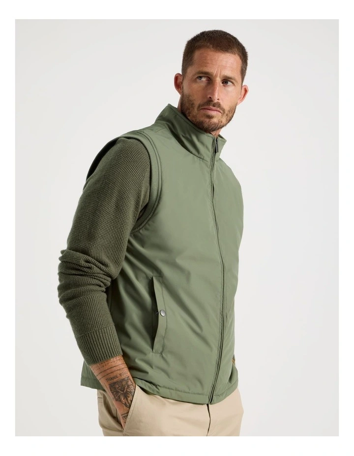Water & Wind Resistant Puffer Vest in Olive image 4