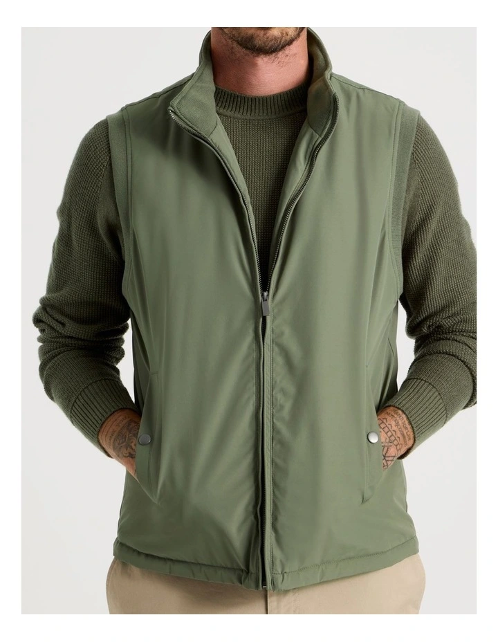 Water & Wind Resistant Puffer Vest in Olive image 5