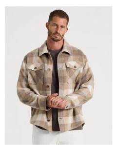 Checked Shacket in Sand
