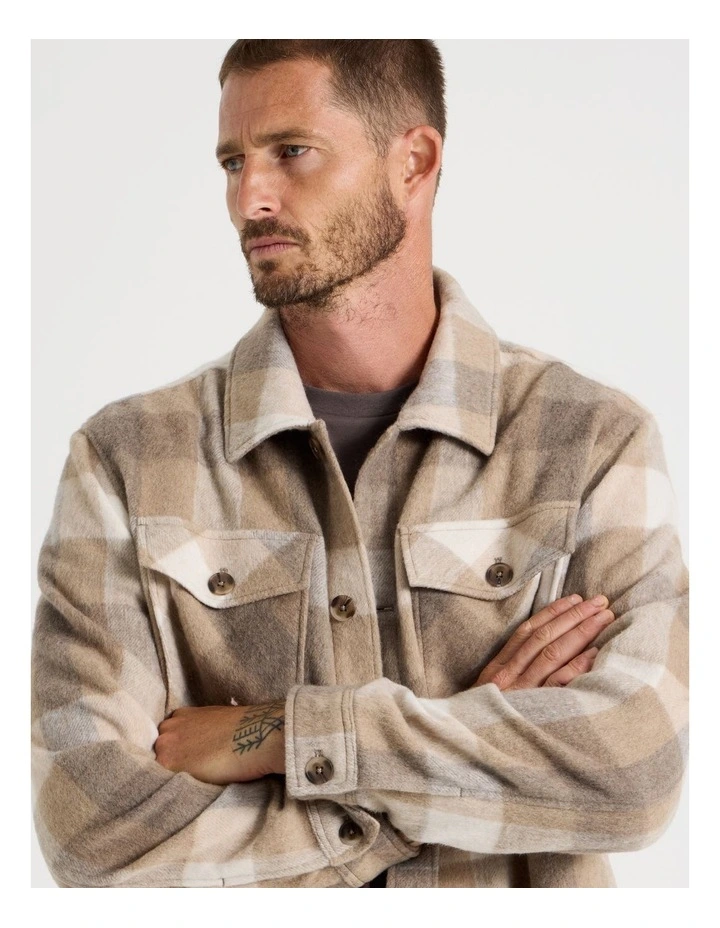 Checked Shacket in Sand image 2