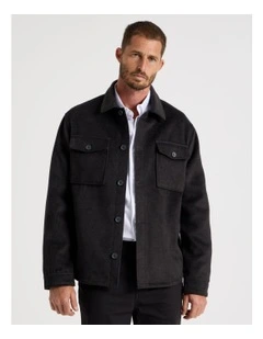 Double Pocket Flannel Shacket in Grey Marle