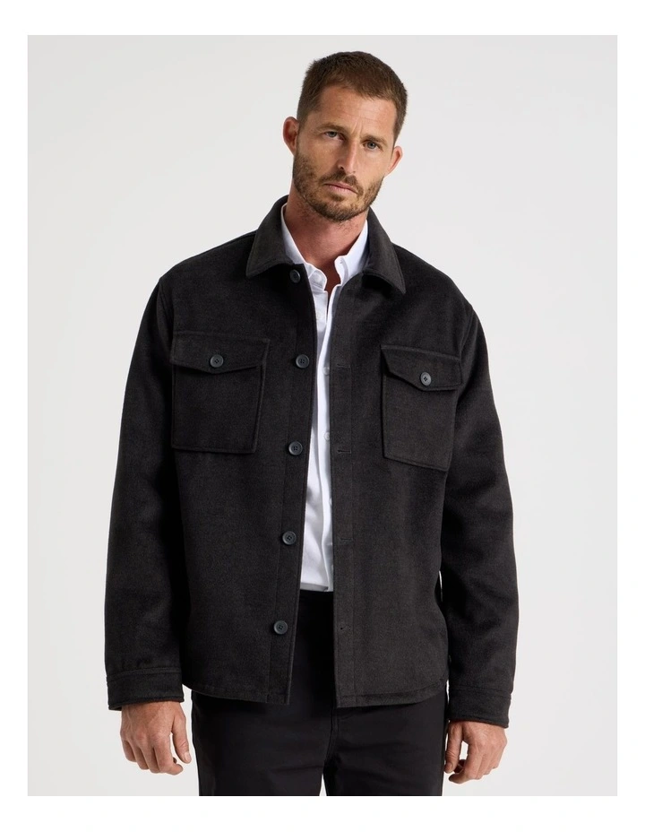 Double Pocket Flannel Shacket in Grey Marle image 1