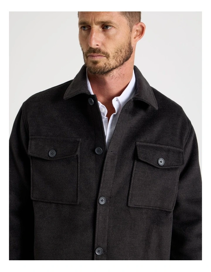 Double Pocket Flannel Shacket in Grey Marle image 2