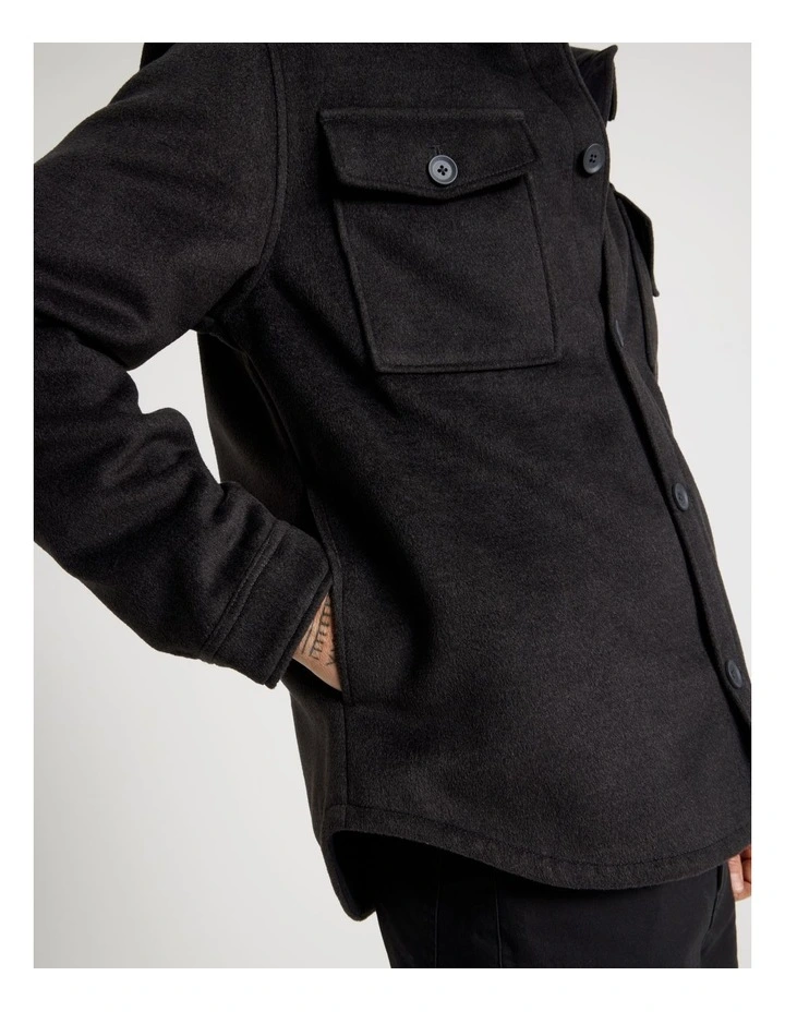 Double Pocket Flannel Shacket in Grey Marle image 3