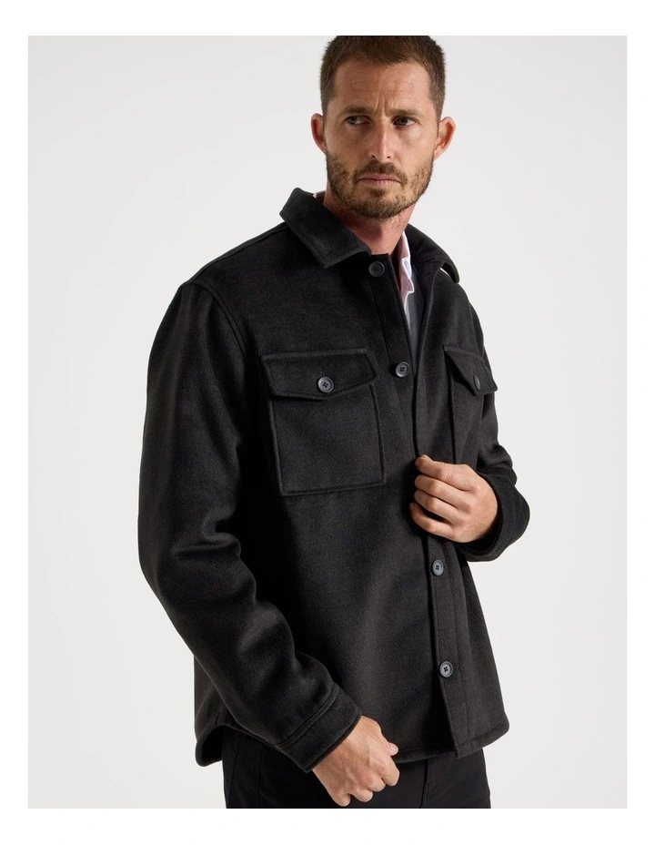 Double Pocket Flannel Shacket in Grey Marle image 4