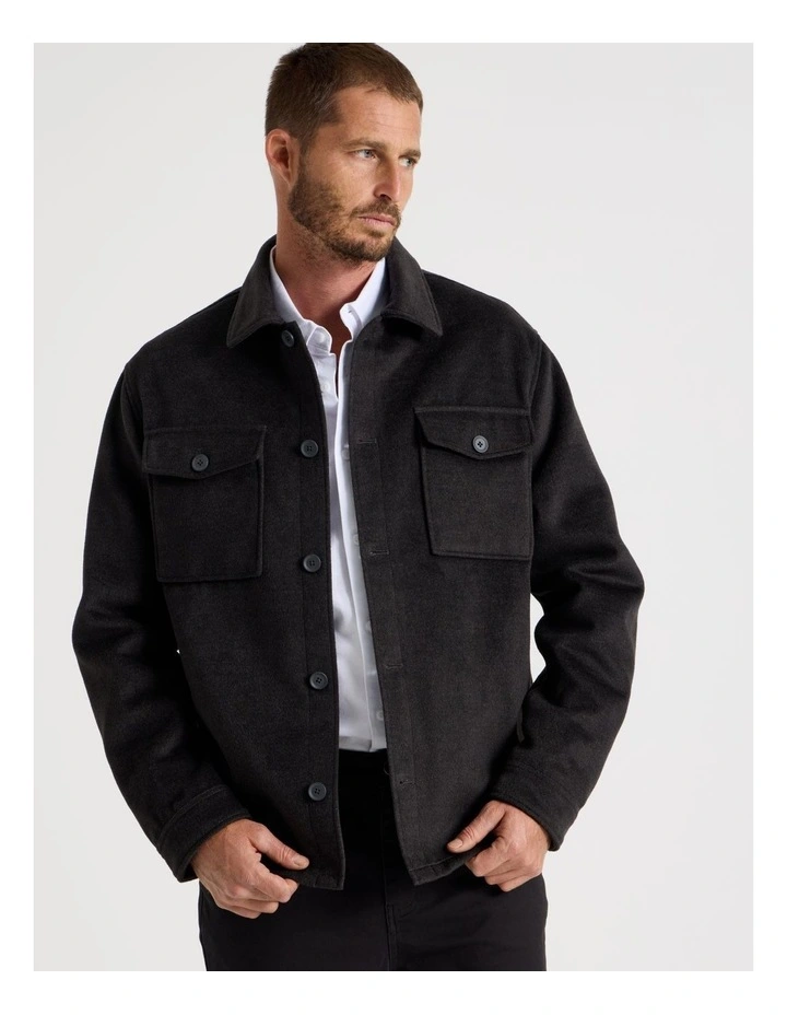 Double Pocket Flannel Shacket in Grey Marle image 5