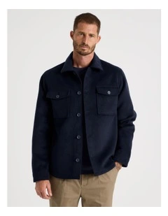 Double Pocket Flannel Shacket in Navy