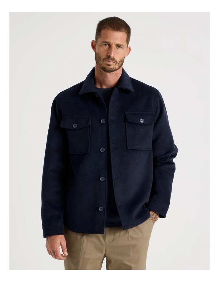 Double Pocket Flannel Shacket in Navy image 1