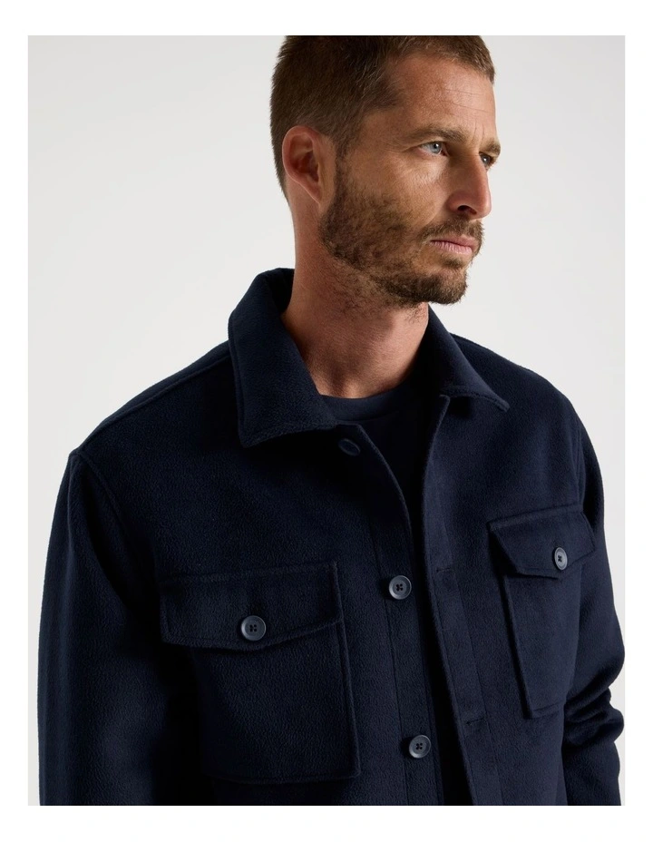 Double Pocket Flannel Shacket in Navy image 2