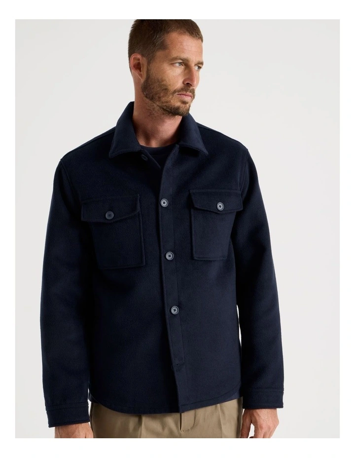 Double Pocket Flannel Shacket in Navy image 4
